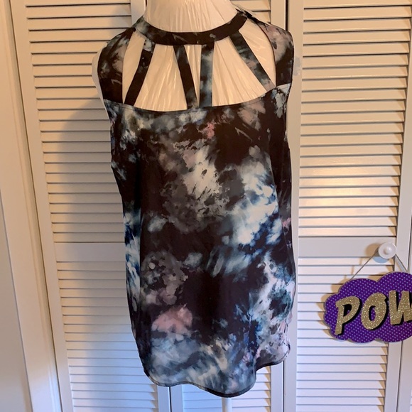 Torrid Black Tye-Die Caged Front Tank - Picture 2 of 5